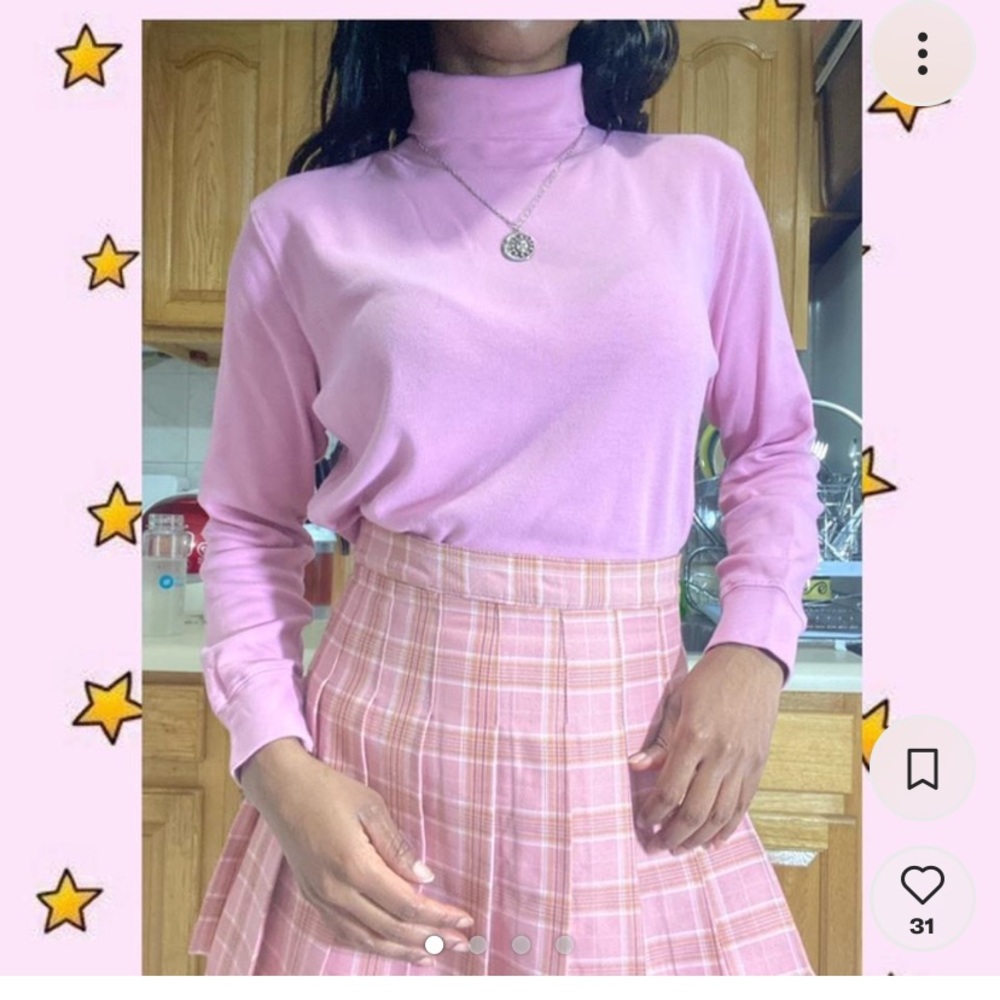 Basic pink Cotton Turtleneck